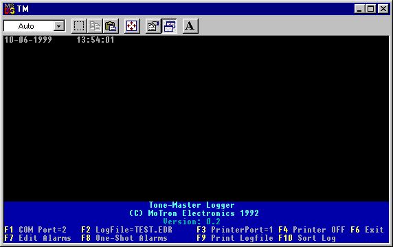 ToneLogger DOS Software - Screenshot by Howard Fuhs